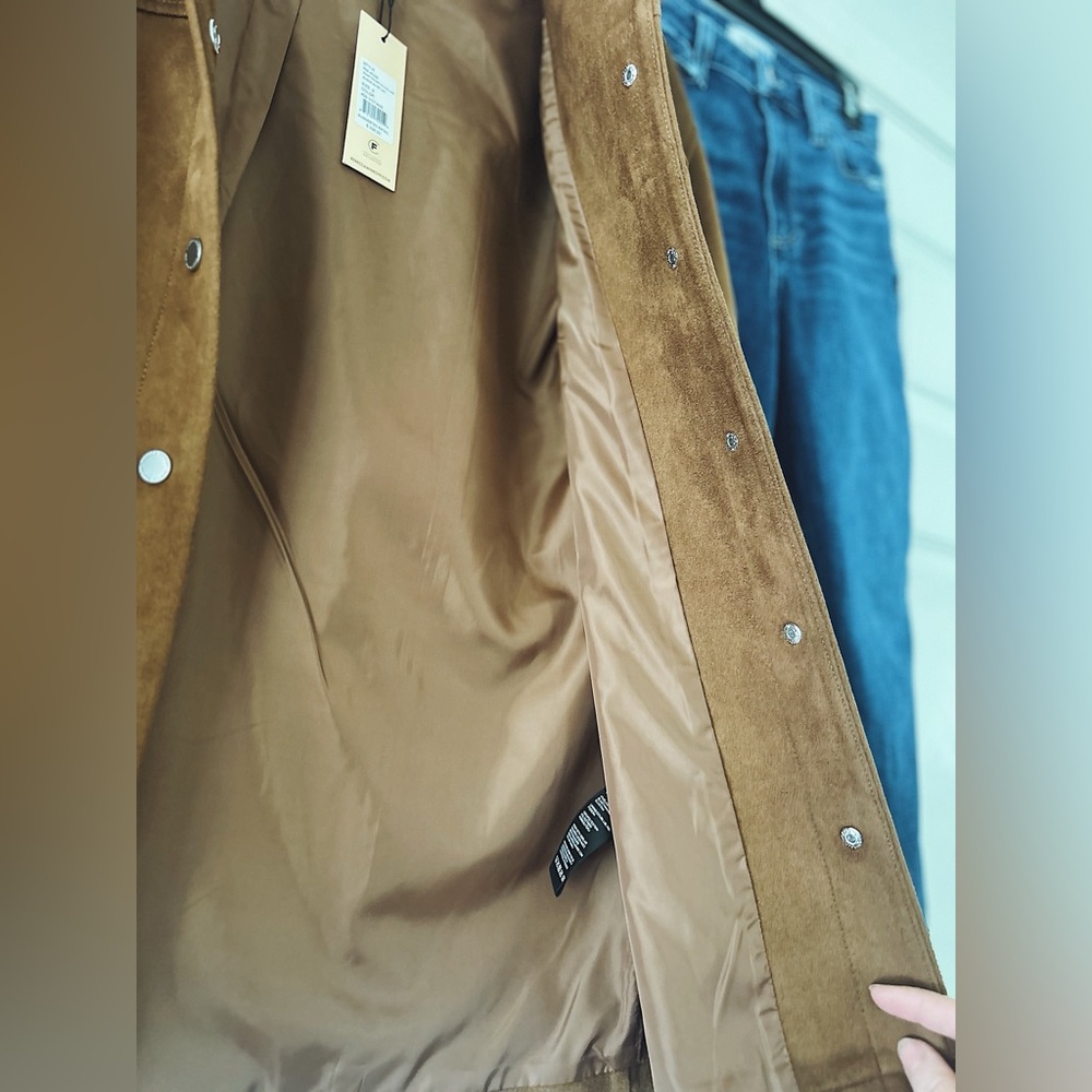 Rebecca Minkoff Chestnut Brown Suede-Effect Snap Jacket - Picture 7 of 11